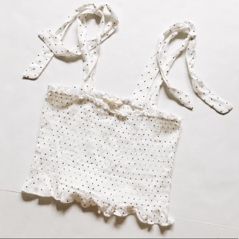 L.a. Hearts polka dot white crop top Medium